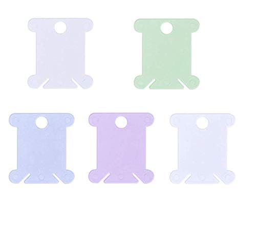 LASSUM 50 Pieces Plastic Floss Bobbins Embroidery Thread Cards Cross Stitch Bobbin Craft DIY Sewing Storage,5 Colors LASSUM