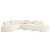 Deep Seat Curved Sectional Sofa - Cloud Round Couch with Elegant Curved Design & 3 Round Cushions, L-Shaped Comfy 4 Seater Floor Sofa, No Assembly Required (Beige, 122") TTK