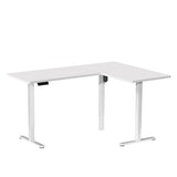 VIVO Corner Standing Desk, 63 x 55 inch Reversible L-Shaped Workstation, Electric Height Adjustment, Home, Office, and Reception Rooms, White Table Top White Frame, DESK-E3CTW VIVO