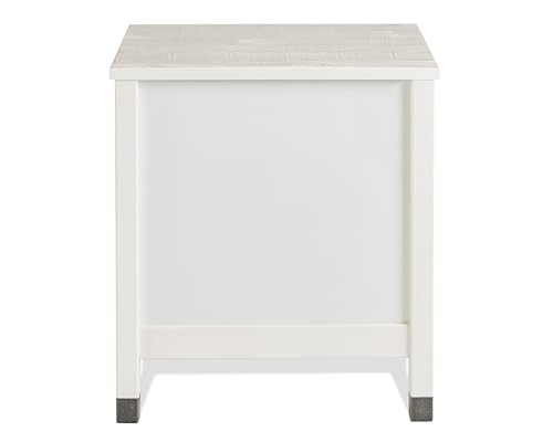 Baja Night Stand / 2 Drawer / Solid Wood / Rustic Bedside Table for Bedroom, Living Room, Sofa Couch, Hall / Metal Drawer Pulls, Shabby White Camaflexi