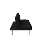 Serta® Rane Futon Sofa Bed 66.1", 3-in-1 Convertible Couch Sleeper for Small Spaces, Tufted Back, Twin Size Guest Bed, Black Woven Fabric Serta