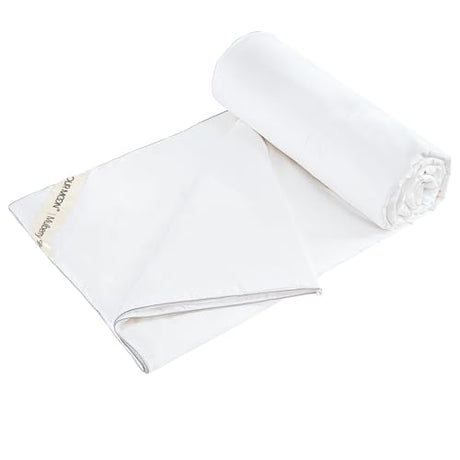YOUR MOON Luxurious Summer/Spring Lightweight Mulberry Silk Comforter Queen Size,100% Natural Long Strand Silk Fill Duvet Blankets, Luxury Bedding Summer, Noiseless Cotton Shell (White) YOUR MOON