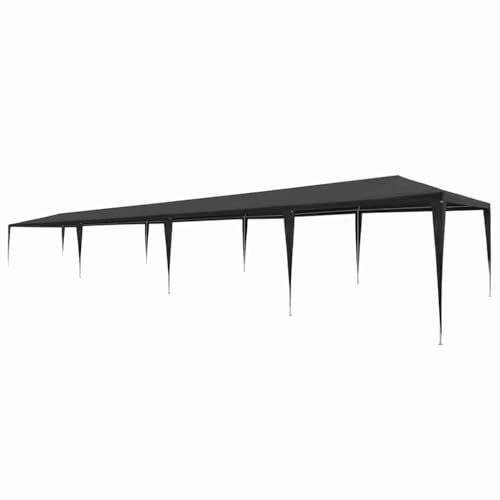 10x40ft Anthracite Party Tent, Heavy-Duty Polyethylene Outdoor Event Shelter with Steel Frame, Waterproof & UV Resistant Traditional Pavilion for Weddings, QZZCED