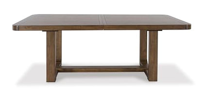 Signature Design by Ashley Cabalynn Farmhouse Dining Extension Table with 1 Removable Center Leaf, Light Brown