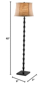 Adesso 1523-01 Stratton Floor Lamp, 62 in., 2 x 150 W Incandescent/CFL, Black/Brown, 1 Black Lamp Adesso