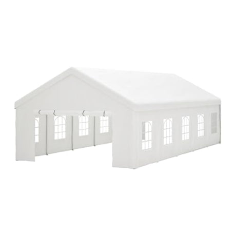 Heavy Duty Party Tent Gazebo, 32x16 ft, Waterproof PE Canopy with Detachable Sidewalls, White Generic