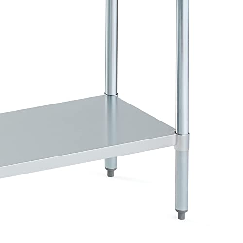 ROCKPOINT Stainless Steel Table for Prep & Work 72x24 Inches, NSF Metal Commercial Kitchen Heavy Duty Table with Adjustable Under Shelf and Table Foot for Restaurant, Home and Hotel ROCKPOINT