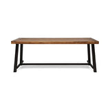 Great Deal Furniture Beau Outdoor Eight Seater Wooden Dining Table, Teak and Rustic Metal Finish Great Deal Furniture