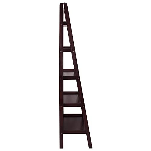 Espresso 5-Shelf Ladder Bookcase - 72-Inch Stylish Storage Solution - WoodArtSupply