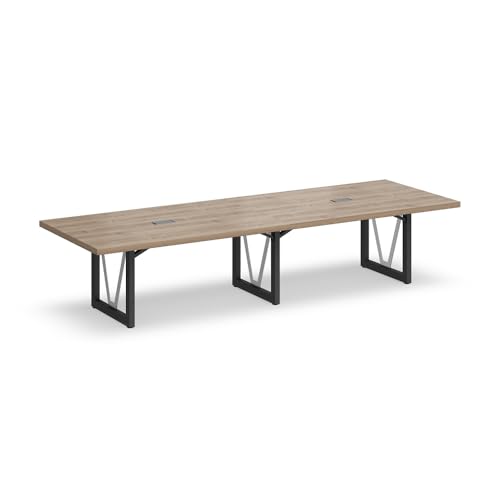 NBF District 12FT Industrial Conference Table - Wooden Conference Room Table with Power Outlets & USB Ports - Business Style Training Tables for Home Kitchen, Sunlight Ash nbf signature series