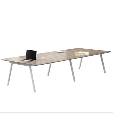 HOLGVE Conference Table, 9FT Seminar Desk, Office Meeting Table for 10, White Metal Frame, Large Rectangle Training Table HOLGVE