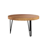 WELLAND Rustic Round Old Elm Wooden Coffee Table WELLAND