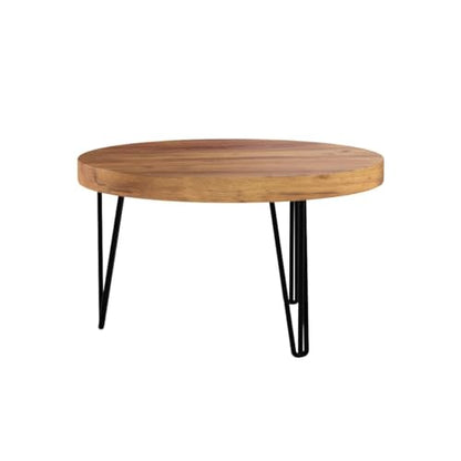 WELLAND Rustic Round Old Elm Wooden Coffee Table - WoodArtSupply