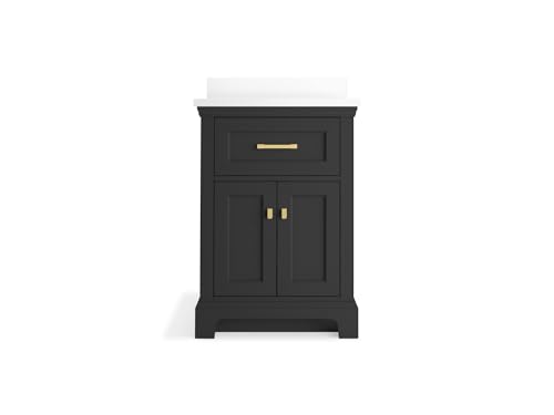 KOHLER K-29259-BD1-DWG Charlemont 24" Bathroom Vanity Cabinet with Sink and Quartz Top, Dark Warm Grey KOHLER