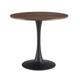 yotomaki 31.5" Round Dining Table for 2-4 People with Walnut Tabletop,Mid-Century Walnut Tulip Kitchen Table, Pedestal Base Table for Small Space Home Office Living Room yotomaki