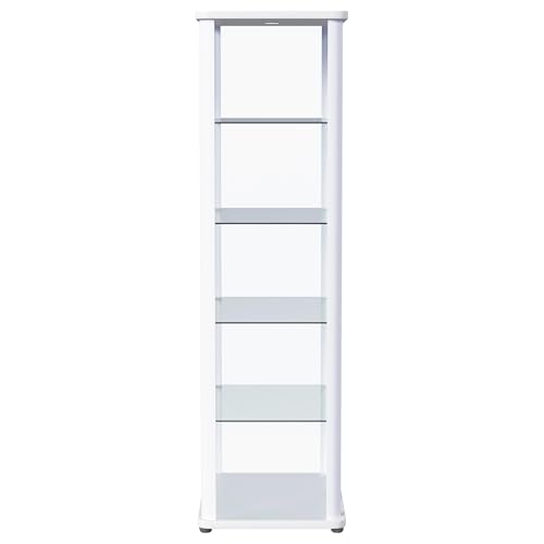 Coaster Home Furnishings Aero 5-Shelf Display Curio Cabinet with LED Lighting White Coaster Home Furnishings