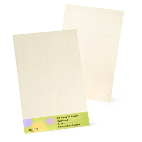 12 Pack Basswood Sheets 12"x16"x1/8", 3mm Basswood for Laser Cutting, Wood for Laser Cutting and Engraving, Laser Engraver Blanks, DIY Architectural Models Making, Wood Engraving lilLittle