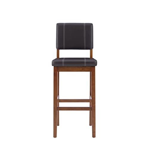 Linon Home Decor Milano Bar Stool, Medium Dark Walnut, 30-Inch - WoodArtSupply