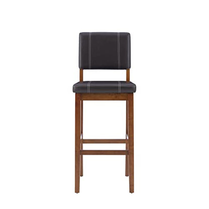 Linon Home Decor Milano Bar Stool, Medium Dark Walnut, 30-Inch - WoodArtSupply