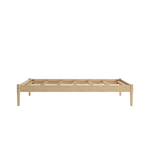 DHP Lorriana Twin Solid Pine Wood Platform Bed Frame - Natural Finish - WoodArtSupply