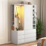 UZUGUL 72'' Armoire Wardrobe Closet with Mirror and 6 Drawers,Bedroom Armoire Wardrobe Cabinet with Hanging Rod and Light,Wooden Bedroom Closet with 3 Storage Shelf (White) UZUGUL