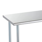 ROCKPOINT Stainless Steel Table for Prep & Work 72x24 Inches, NSF Metal Commercial Kitchen Heavy Duty Table with Adjustable Under Shelf and Table Foot for Restaurant, Home and Hotel ROCKPOINT