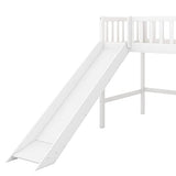 Bellemave Twin Size Loft Bed with Ladder & Slide, Toddler Loftbeds with Safety Rails,Wood Twin Low Loft Bed with Storage Space for Kids Toddler (White) Bellemave