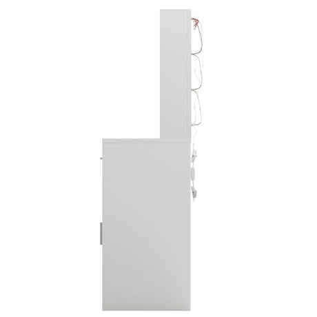 LIVELYGLOW Vanity Desk with Mirror and Lights, Makeup Vanity with Drawer & Storage Shelves, Cabinet, 3 Lighting Modes Adjustable Brightness, Bedroom Dressing Table, White LIVELYGLOW