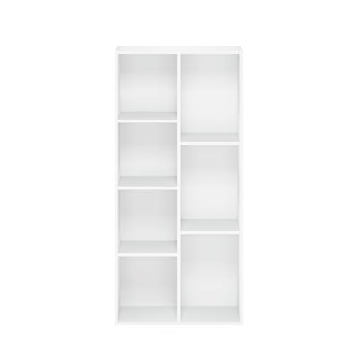 Furinno Luder Bookcase / Book / Storage , 7-Cube, White - WoodArtSupply