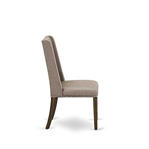 East West Furniture Lassale 11 Piece Dinette Set Includes a Rectangle Table with Butterfly Leaf and 10 Dark Khaki Linen Fabric Parson Dining Chairs, 42x92 Inch, Antique Walnut East West Furniture