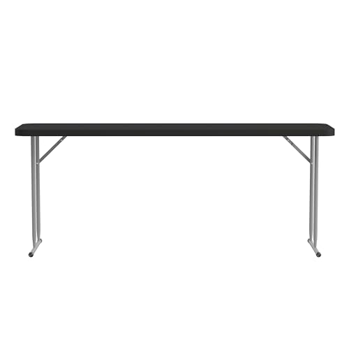 Flash Furniture Kathryn 6' Plastic Folding Training and Event Table, Rectangular Folding Training Table with 220-lb. Static Weight Capacity, Black Flash Furniture