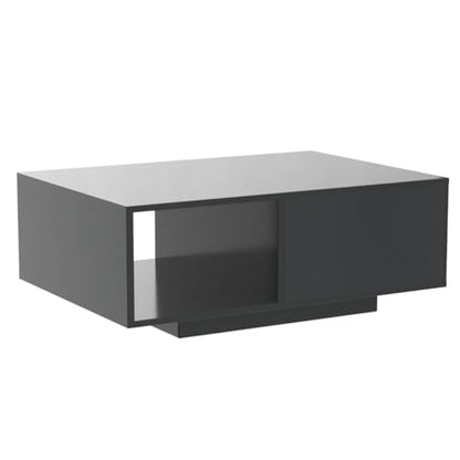 COSVALVE High Gloss LED Coffee Table with Drawer & 16 Colors LED Lights, Modern Living Room Coffee Table with Storage Space, Rectangle Sofa Side Central Table, Black (AA Battery) - WoodArtSupply