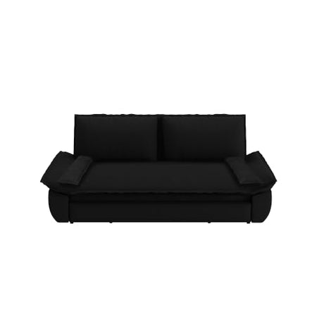 UPYOOE 70.1" Futon Sofa Bed Queen Size, Pull Out Bed, 3-in-1 Convertible Sleeper Sofa with 2 Soft Pillows, Modern Velvet Futon Couch for Living Room, Small Space, Apartment, Bedroom, Black UPYOOE