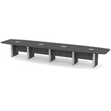 Thaweesuk Shop 18 ft Gray Modern Boat Shaped Conference Table Room Wood Hide Wires Inside Elliptical Metal Legs Desk Grommets Racetrack Black 4 Power Data Modules Furniture Boardroom Business Office Generic
