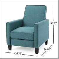 Christopher Knight Home Darvis Fabric Recliner Club Chair, Dark Teal 26.75D x 34W x 36.25H in GDFStudio