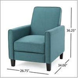 Christopher Knight Home Darvis Fabric Recliner Club Chair, Dark Teal 26.75D x 34W x 36.25H in GDFStudio