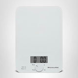 KitchenAid KQ914WH Glass Surface 11 Pound Capacity Digital Kitchen and Food Scale, Scale for Food Ounces and Grams, Dry and Liquid Ingredients, White