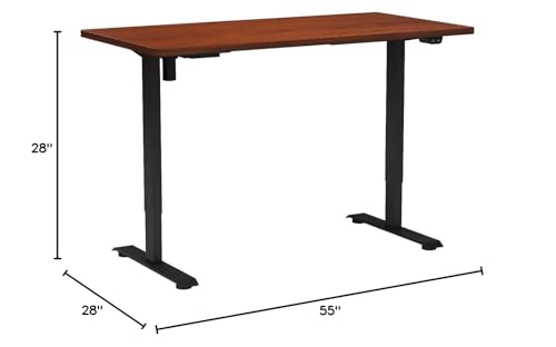 FLEXISPOT Standing Desk 55 x 28 Inches Electric Stand Up Desk Workstation, Whole-Piece Desk Board Home Office Computer Height Adjustable Desk (Black Frame + 55" Mahogany Top 2 Packages) - WoodArtSupply