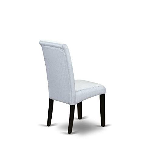 East West Furniture Lassale 11 Piece Set Includes a Rectangle Dining Room Table with Butterfly Leaf and 10 Grey Linen Fabric Upholstered Chairs, 42x92 Inch, Distressed Jacobean East West Furniture