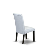 East West Furniture Lassale 11 Piece Set Includes a Rectangle Dining Room Table with Butterfly Leaf and 10 Grey Linen Fabric Upholstered Chairs, 42x92 Inch, Distressed Jacobean East West Furniture