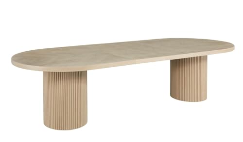 Dobby 90"-123" Extendable Oval Wooden Mid Century Modern Dining Table with Double Pedestal Base, Oval Dining Table for 6 People, Large Modern Dininig Room Table for Home, (Light Oak) Best Master Furniture