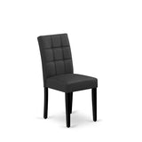 East West Furniture DUAS6-BLK-12 6 Piece Dinner Table Set Contain A Kitchen Table and a Dining Bench 4 Dark Gray Polyester Fabric Person Chairs with Stylish Back- Black Finish East West Furniture