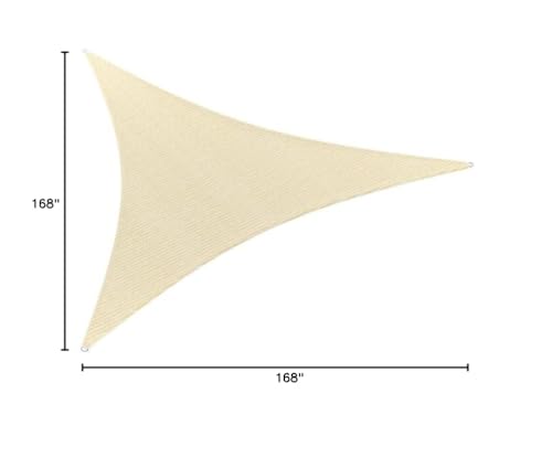 WINDSCREEN4LESS 14' x 14' x 14' Sun Shade Sail UV Block Fabric Canopy in Beige Sand Triangle for Patio Garden Patio Customized Sizes Windscreen4less