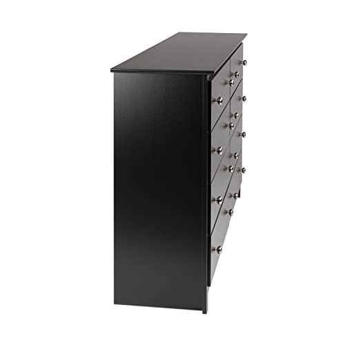 Prepac Sonoma 8 Drawer Double Dresser for Bedroom, 15.75" D x 59" W x 36.25" H, Black - WoodArtSupply