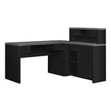 Monarch Specialties Computer Desk L-Shaped - Left or Right Set- Up - Corner Desk with Hutch 60"L (Black - Grey Top) Monarch Specialties