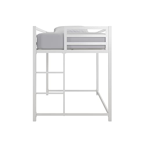 DHP Miles White Metal Junior Twin Loft Bed for Kids - WoodArtSupply