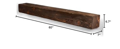 BoscoMondo Rustic Fireplace Mantel Shelf - Pine Wood - Wall Decor, Mounted Farmhouse Shelving (Dark Brown, 72" Extra Thick)