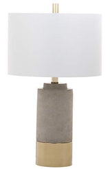 SAFAVIEH Lighting Collection – Set of 2 Modern Contemporary Farmhouse Grey Concrete & Gold 24-Inch Table Lamps for Bedroom, Living Room, Home Office, LED Bulbs Included (LIT4451A-SET2) SAFAVIEH