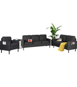 STHOUYN 3 Piece Living Room Furniture Sets, 3 Seat Couch and Loveseat with 2 USB, Single Sofa Accent Chair, Modern Small Couches for Small Spaces, Bedroom, Apartment (Dark Grey) STHOUYN