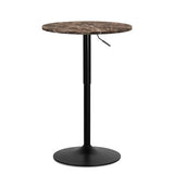 MoNiBloom 23.5" Round Cocktail Bar Table with Metal Base, Rotatable Tall Bistro Pub Table with Adjustable Height Brown Marble Texture Top Counter Bar for Kitchen Dining Room Living Room MoNiBloom